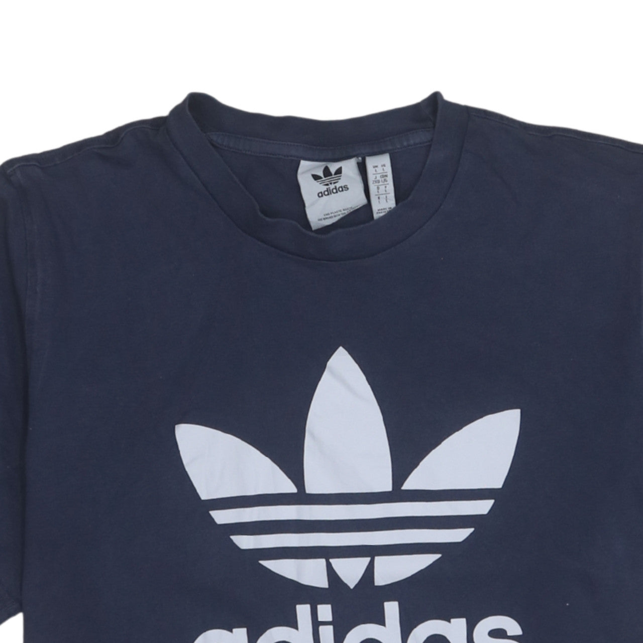 Adidas Men's Navy Blue Trefoil Graphic Crew Neck Cotton T-Shirt Size L