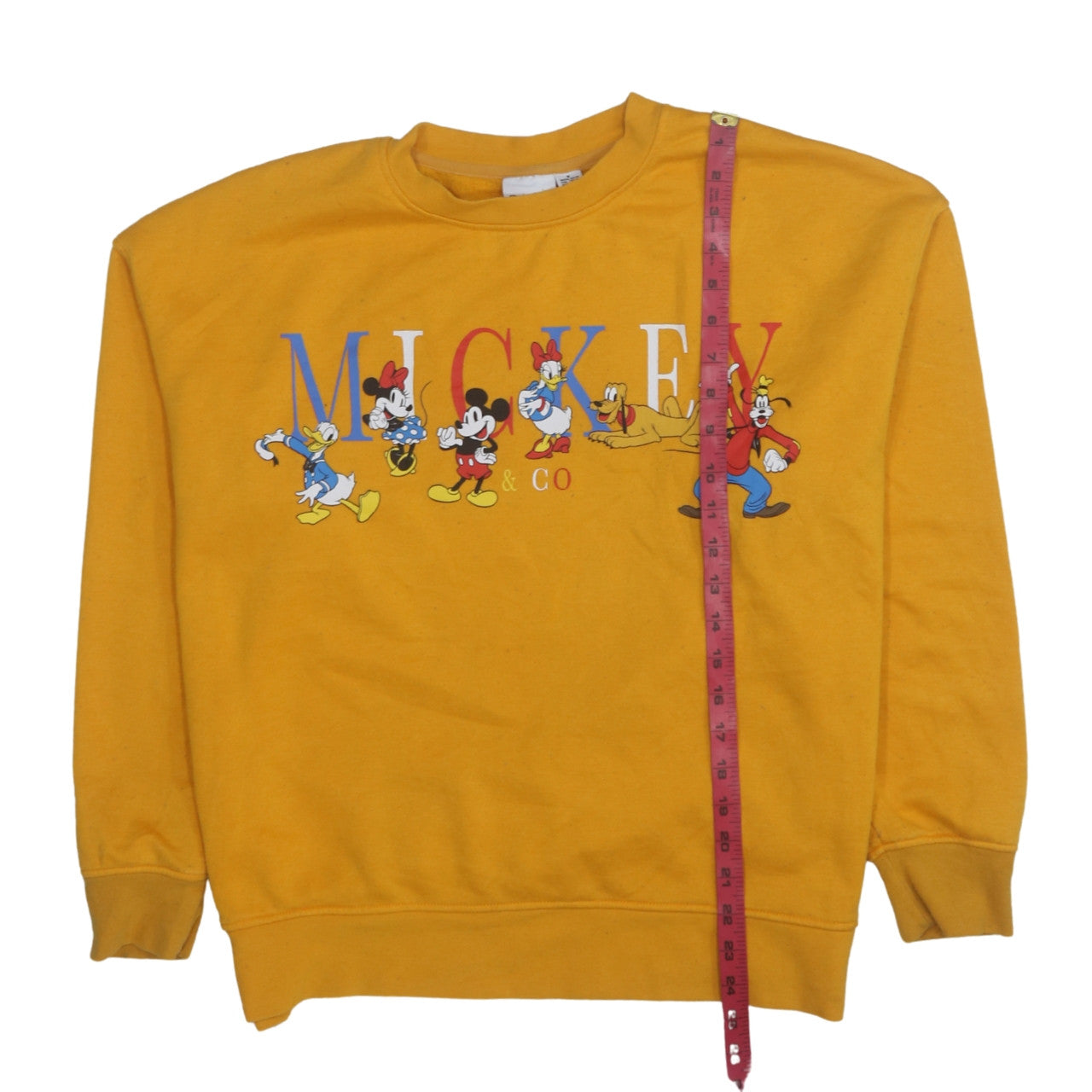 Disney Women Yellow Mickey & Co Sweatshirt Size M 12/14 Crew Neck