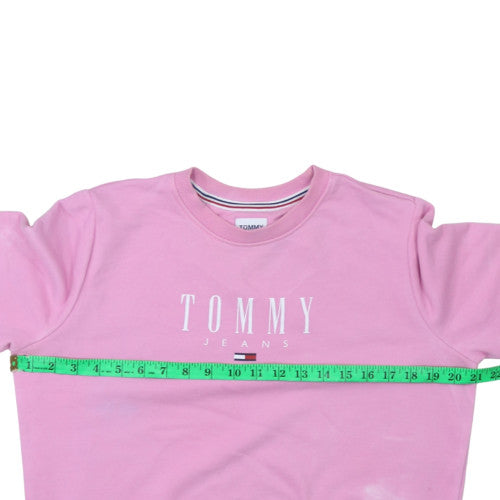 Tommy Jeans Women's Pink Cotton Crew Neck Pullover Sweatshirt Size S