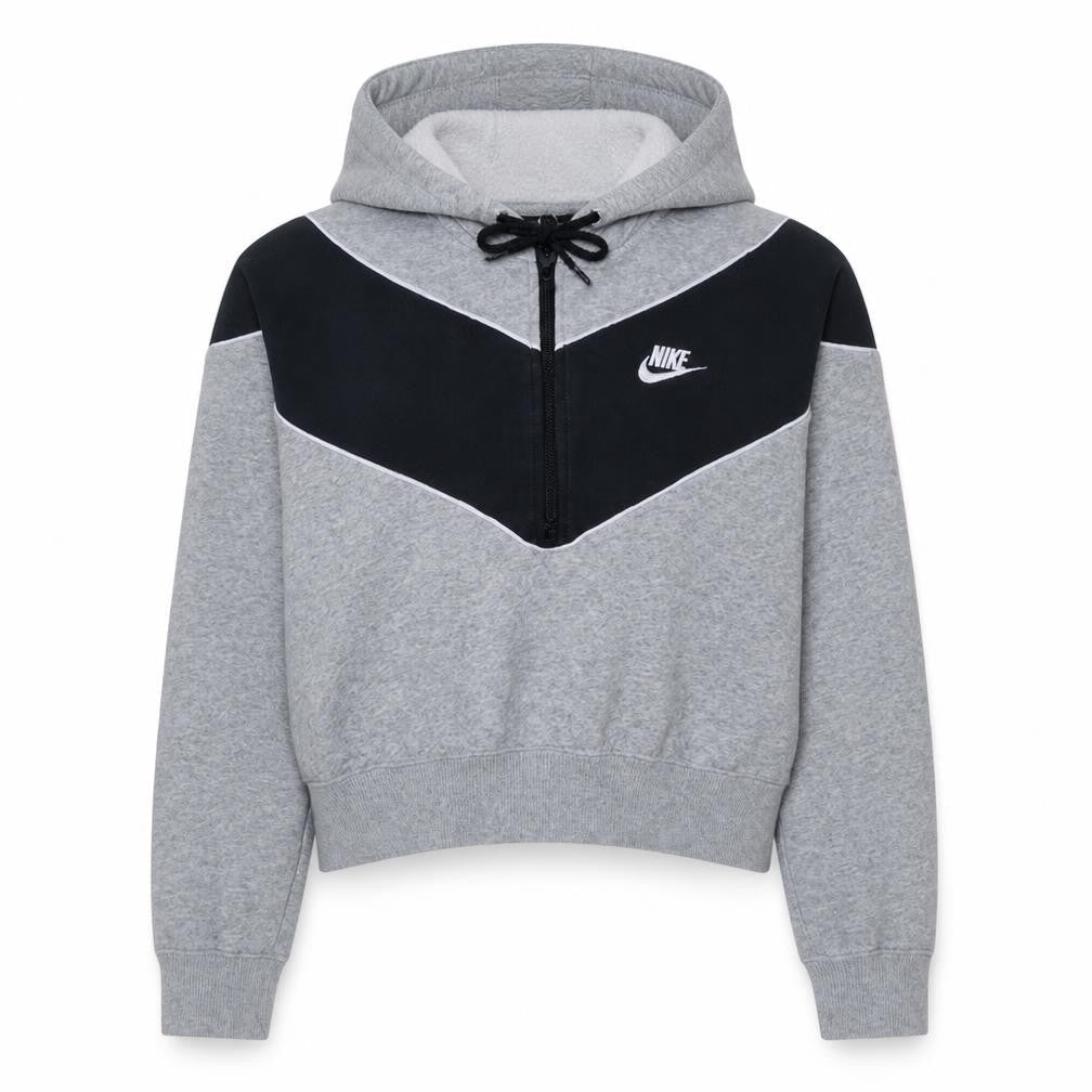 Nike Womens Grey Black 1/2 Zip Hooded Sweatshirt M