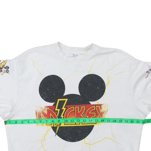 Bershka Women White Mickey Mouse Graphic Pullover Sweatshirt XS