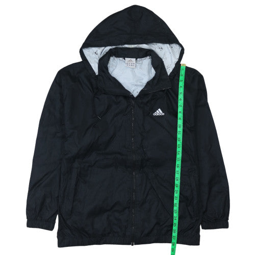 Adidas Mens Black L Windbreaker Hooded Full Zip Jacket