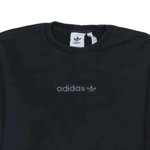 Adidas Women Black XS Pullover Sweatshirt Crew Neck Logo Cotton Blend