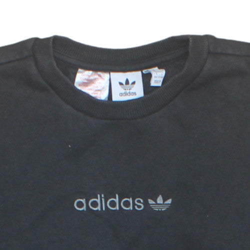 Adidas Boys Black Crew Neck Sweatshirt Size 14 Years Cotton Blend