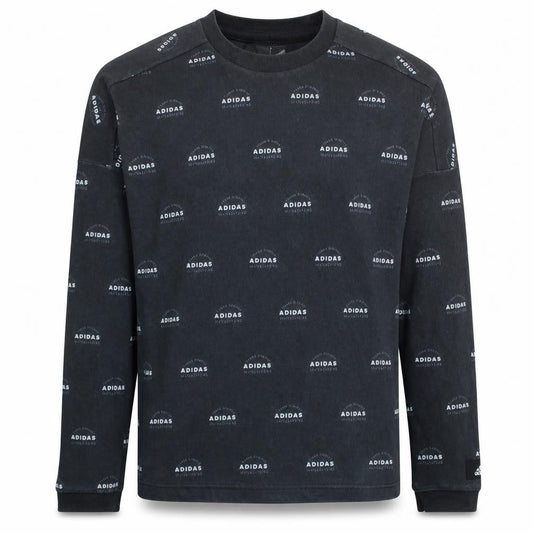 Adidas Men's Black Logo Crew Neck Pullover Sweatshirt Size M