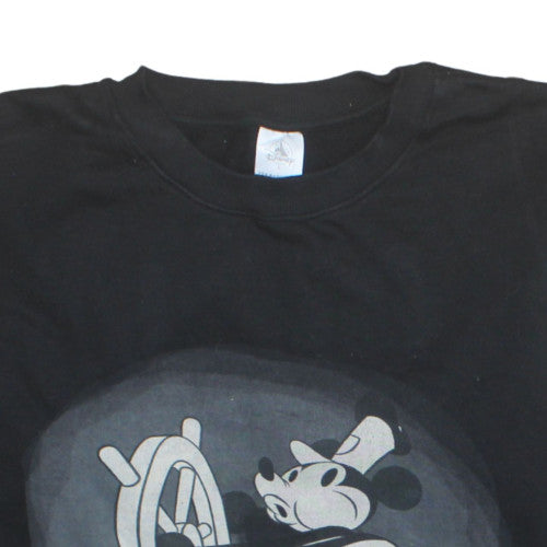 Disney Women’s Black Mickey Mouse Steamboat Crew Neck Sweatshirt L