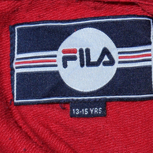 Fila Boys Red Blue Half Zip Hoodie 13-15 Years Cotton Blend