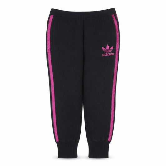 Adidas Womens Black Jogger Trousers Size 12 with Pink Stripes