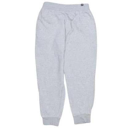 Brand and care label for Puma women’s grey sweatpants jogger trousers, size M