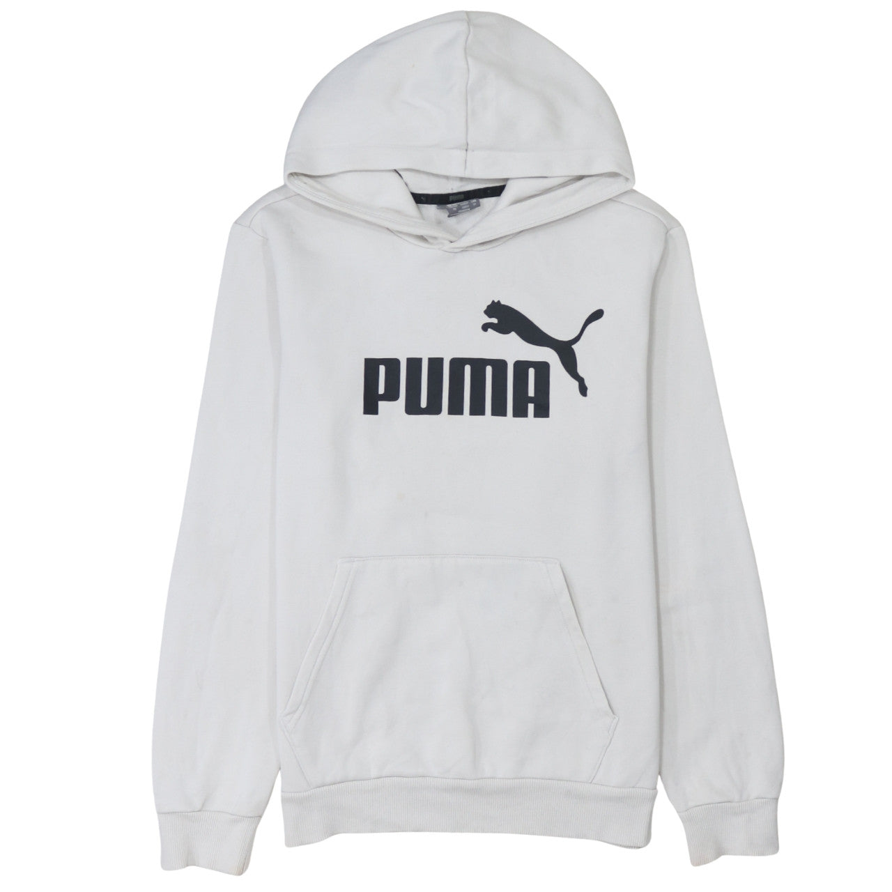 Puma Womens White XS Pullover Hoodie Classic Logo Fleece Sweatshirt