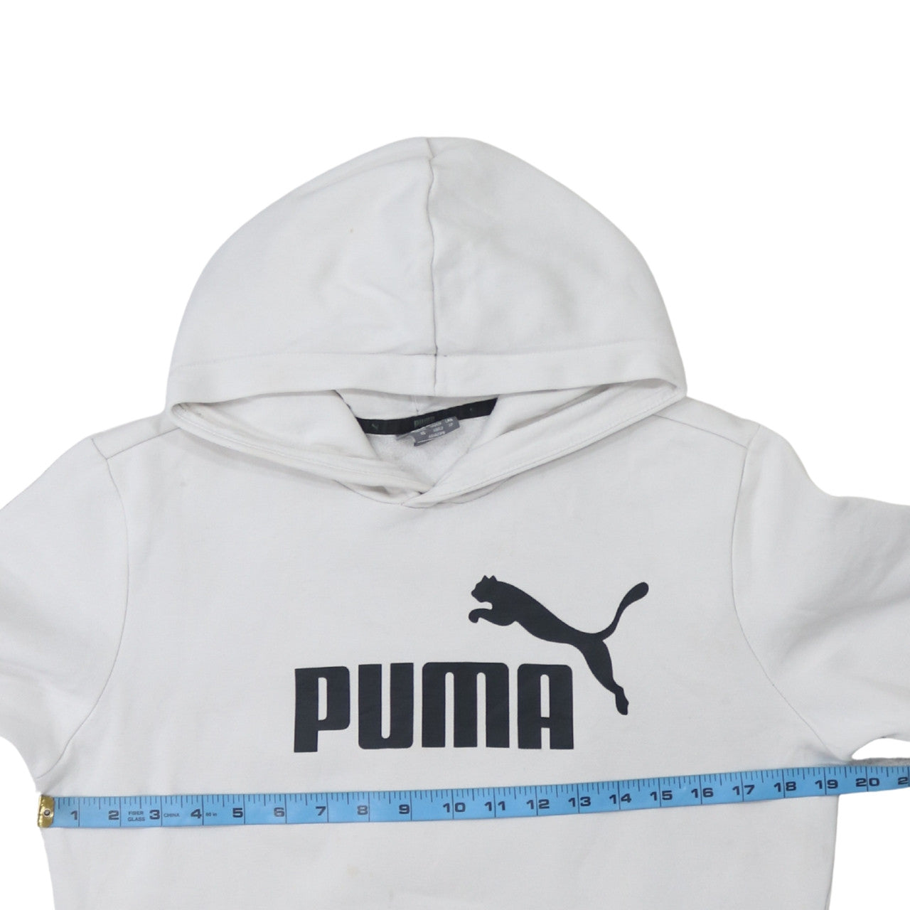 Puma Womens White XS Pullover Hoodie Classic Logo Fleece Sweatshirt
