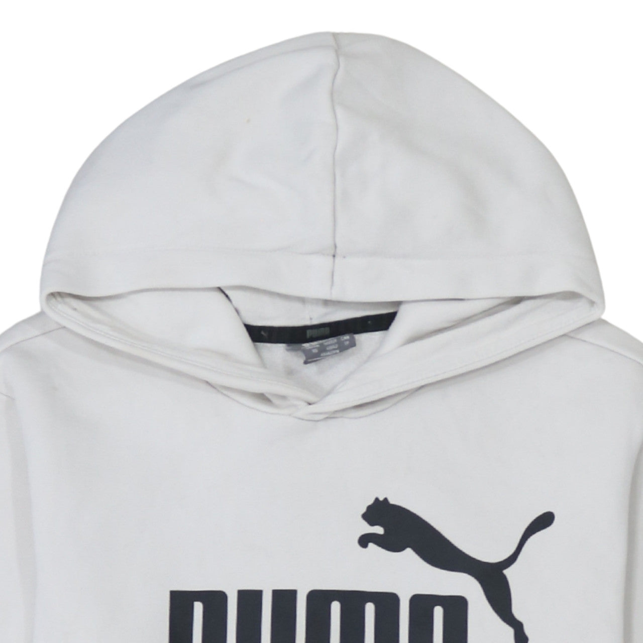 Puma Womens White XS Pullover Hoodie Classic Logo Fleece Sweatshirt