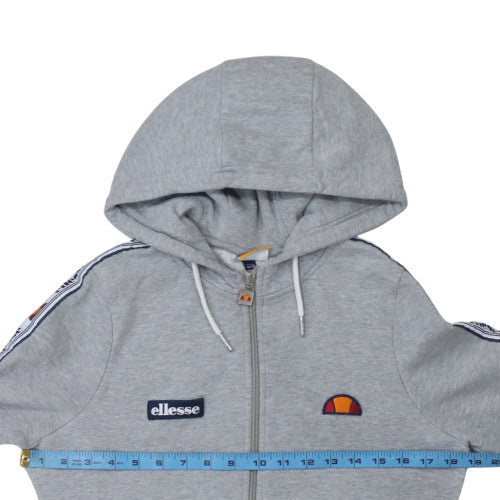 Ellesse Womens Grey Full Zip Hoodie UK 10 Cotton Blend Casual