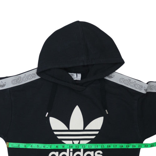 Adidas Womens Black Pullover Hoodie UK 10 with Logo Trim Detail