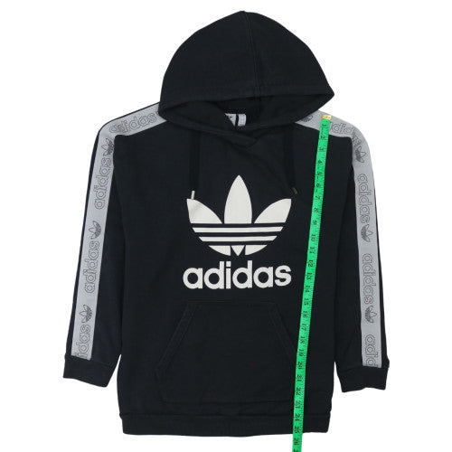 Adidas Womens Black Pullover Hoodie UK 10 with Logo Trim Detail