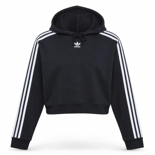 Adidas Women Black Hooded Pullover Hoodie Size 8 Trefoil Logo