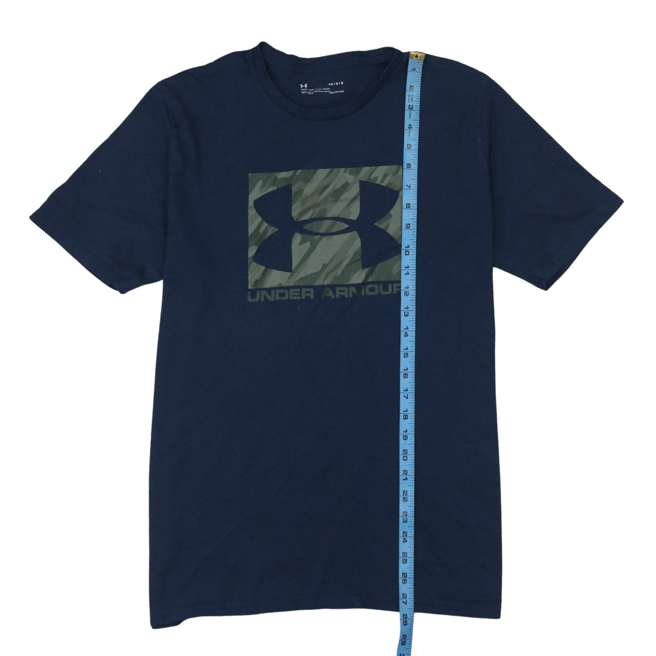 Under Armour Men's Navy Blue Camouflage Logo Cotton T-Shirt Size L