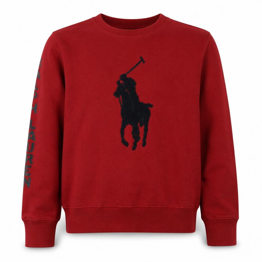 Ralph Lauren Boys Red Pullover Sweatshirt 12-14 Years Crew Neck Graphic Logo