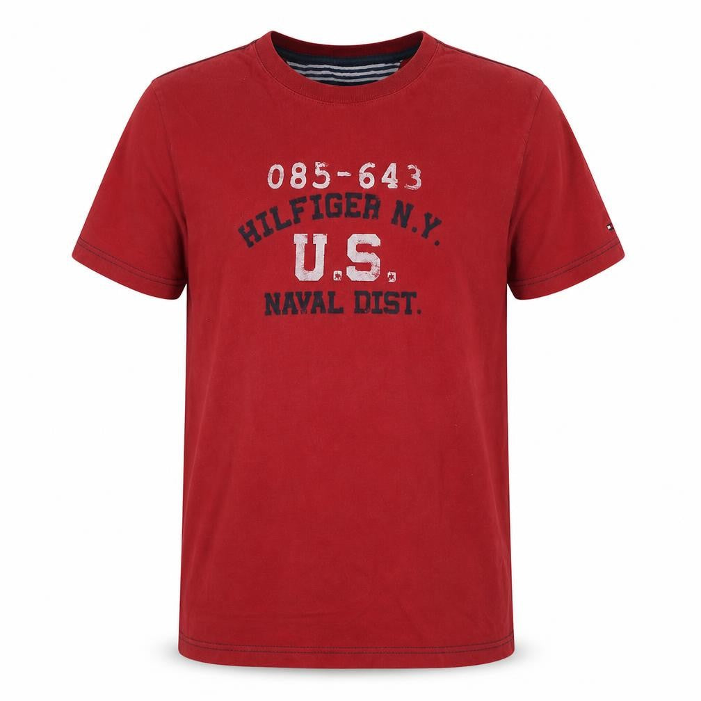 Tommy Hilfiger Men's Red Graphic Nautical Crew Neck T-Shirt Size M