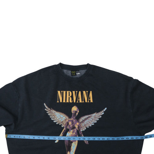 Nirvana Women's Black Graphic Print Pullover Sweatshirt Size L