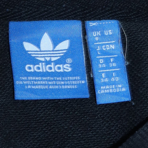 Adidas Womens Black Crew Neck Sweatshirt Size 8 Logo Print Pullover