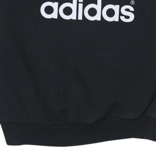 Adidas Womens Black Crew Neck Sweatshirt Size 8 Logo Print Pullover