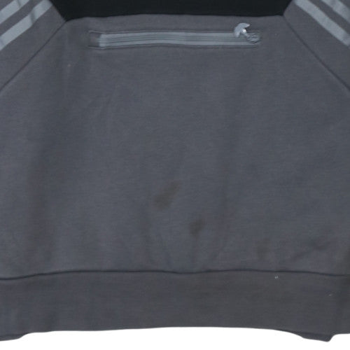 Adidas Boys Black & Grey Pullover Hoodie Size 15-16 Years Regular Fit
