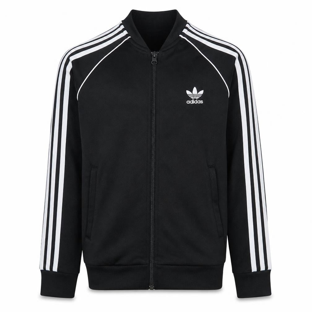 Adidas Boys Black Full Zip Sweatshirt 12-13 Years Classic 3-Stripes Track Top