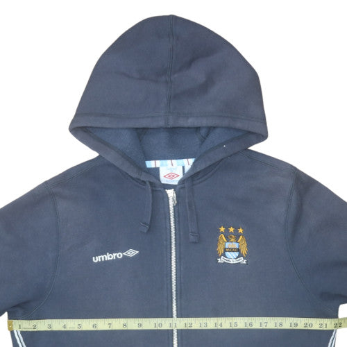 Umbro Men's Blue Full Zip Hoodie L Manchester City Fleece
