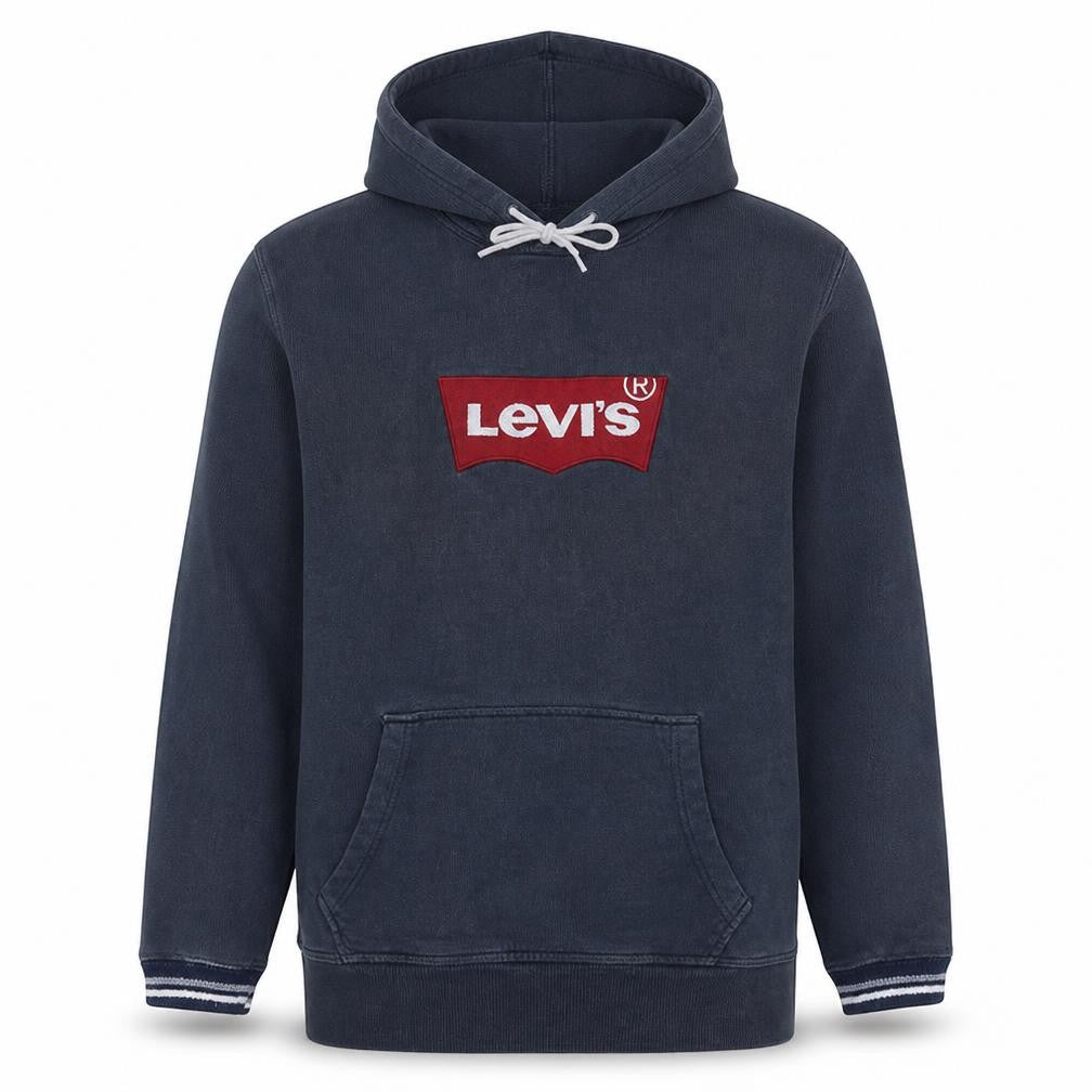 Levi's Men's Blue Pullover Hoodie M Logo Cotton Blend Casual