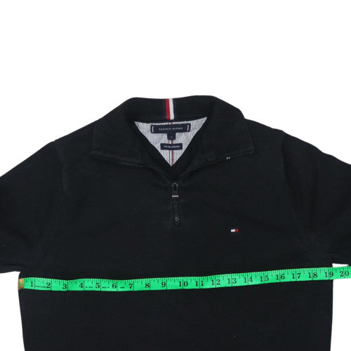 Tommy Hilfiger Men's Black Small 1/2 Zip Mock Neck Cotton Sweatshirt