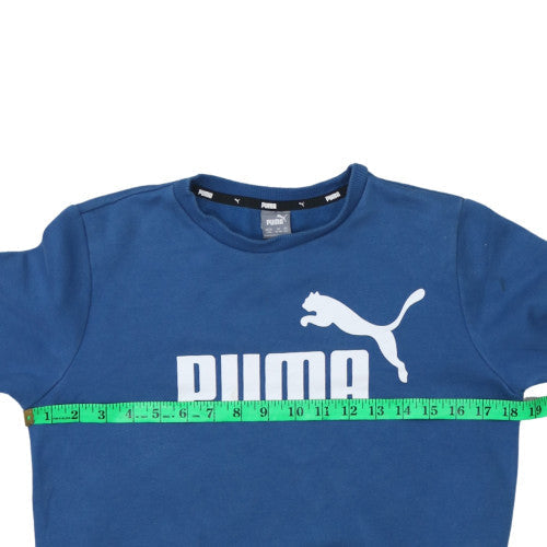 Puma Boys Blue Crew Neck Pullover Sweatshirt 13-14 Years Fleece Logo