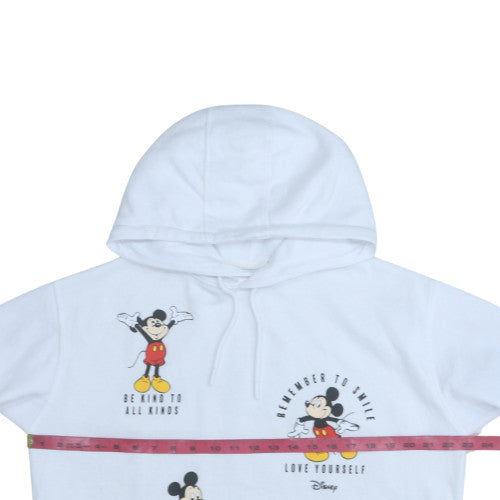 Disney Womens White Mickey Mouse Pullover Hoodie Size M