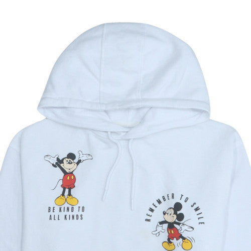 Disney Womens White Mickey Mouse Pullover Hoodie Size M