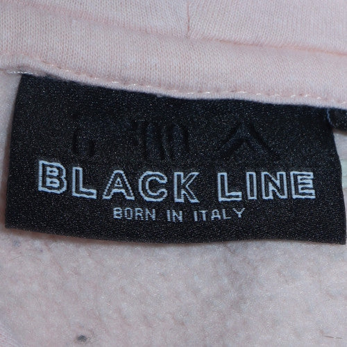 Fila Women Pink Pullover Hoodie Black Logo Cotton Blend Size L