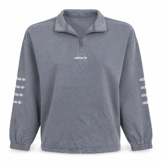 Adidas Womens Grey 1/4 Zip Pullover Sweatshirt Size 8