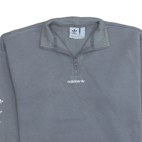 Adidas Womens Grey 1/4 Zip Pullover Sweatshirt Size 8