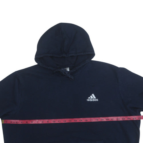 Adidas Mens Navy Blue Pullover Hoodie XL Fleece Cotton Blend