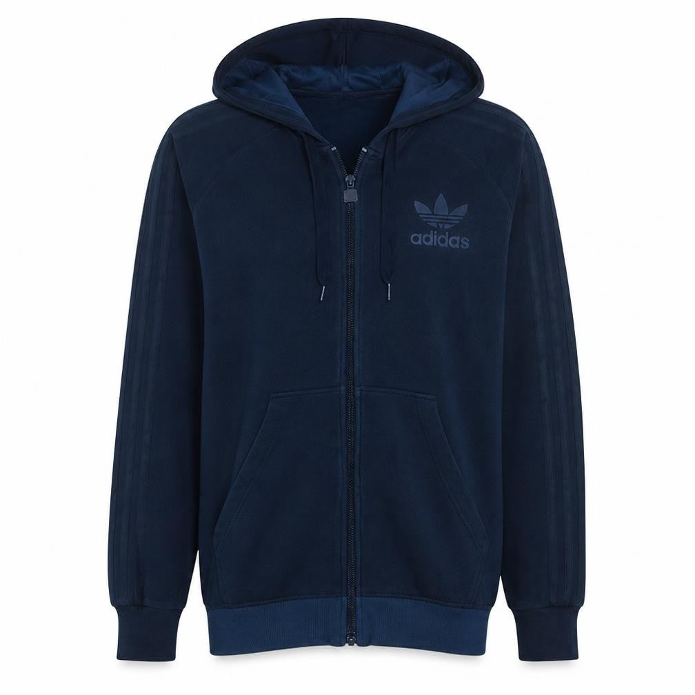 adidas Men's Blue Full Zip Hoodie M Logo Sports Casual Sweatshirt