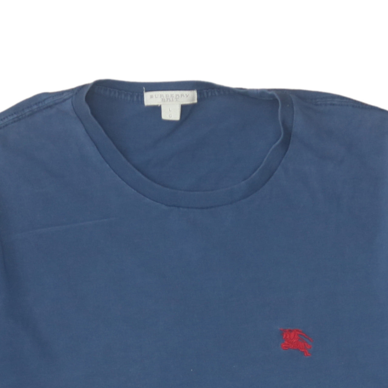 Burberry Brit Men's Blue Cotton Embroidered Logo T-Shirt Size L