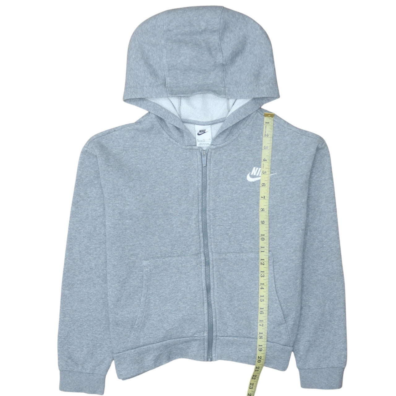 Nike Boys Grey Full Zip Hoodie XL 156-166cm Cotton Blend Fleece