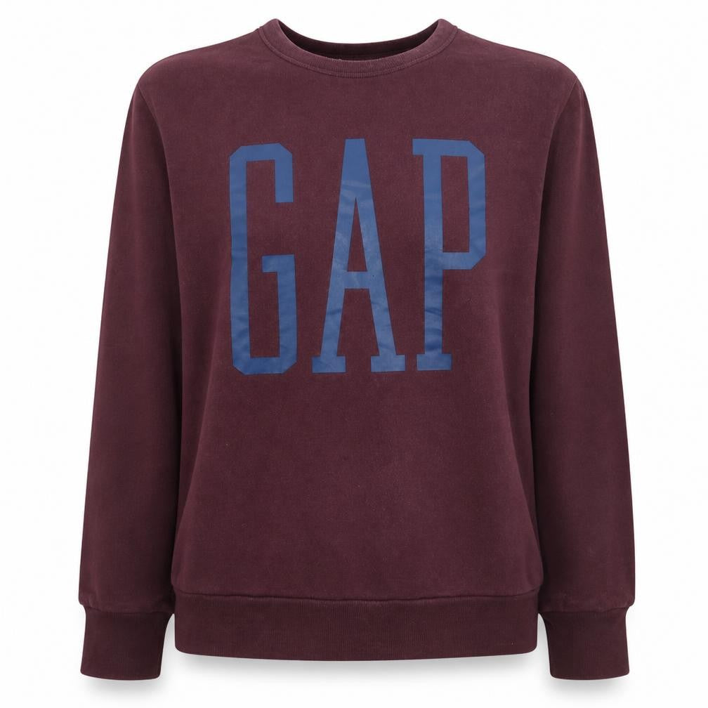 Gap Womens Burgundy Logo Pullover Sweatshirt XL Cotton Blend