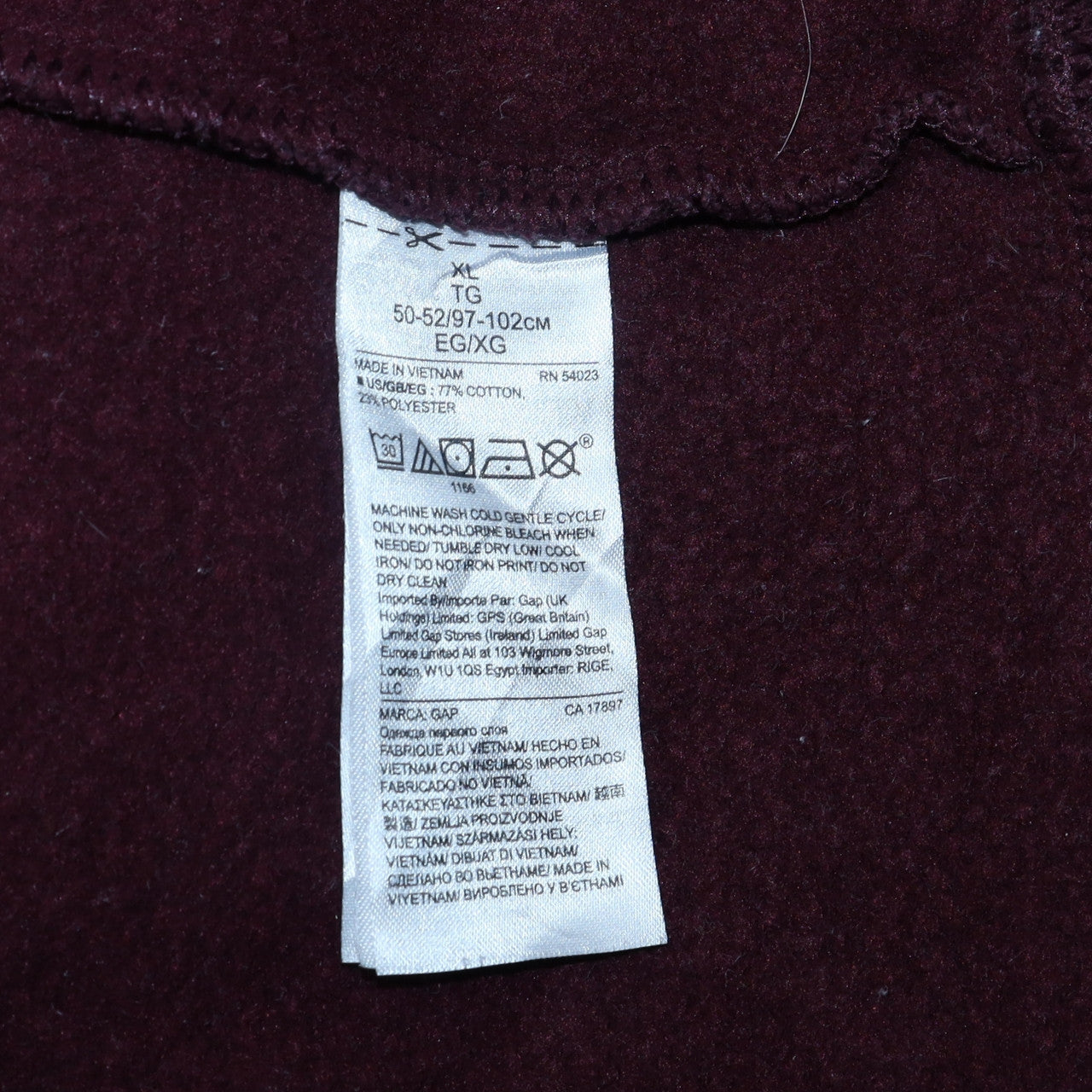 GAP Womens Burgundy Logo Pullover Sweatshirt XL Cotton Blend