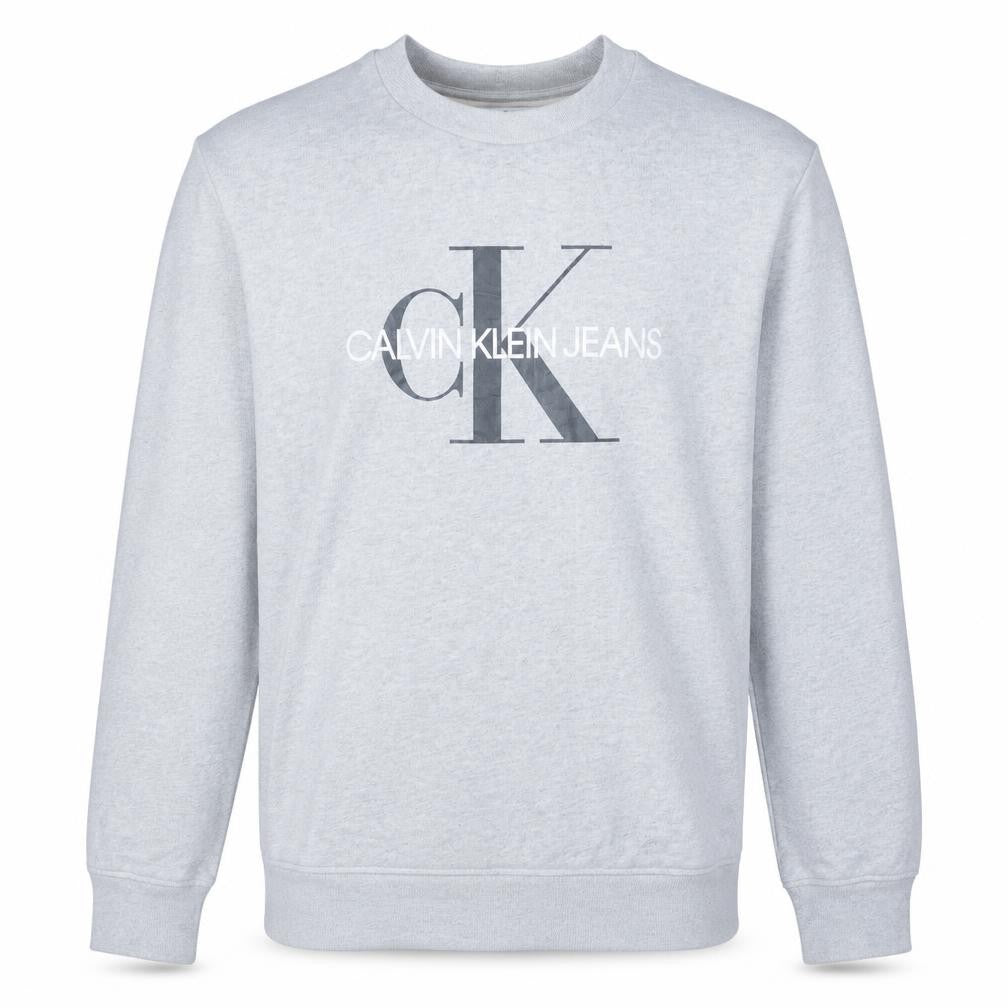 Calvin Klein Jeans Men's Grey Logo Sweatshirt L Pullover Crew Neck