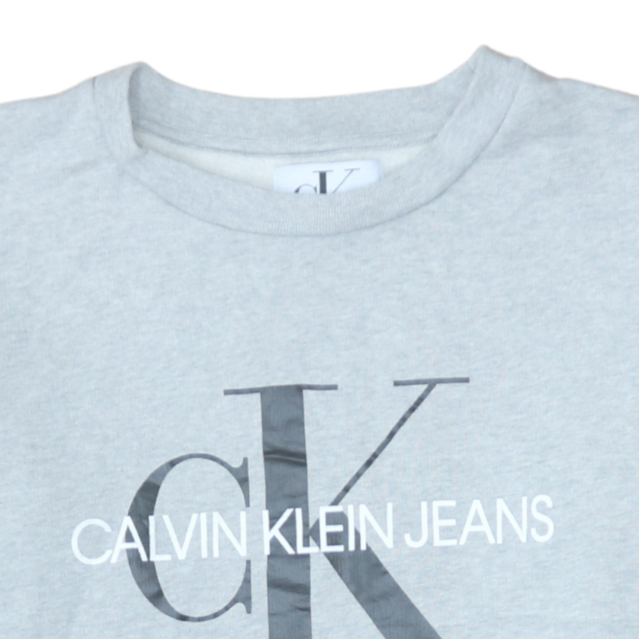 Calvin Klein Jeans Men's Grey Logo Sweatshirt L Pullover Crew Neck