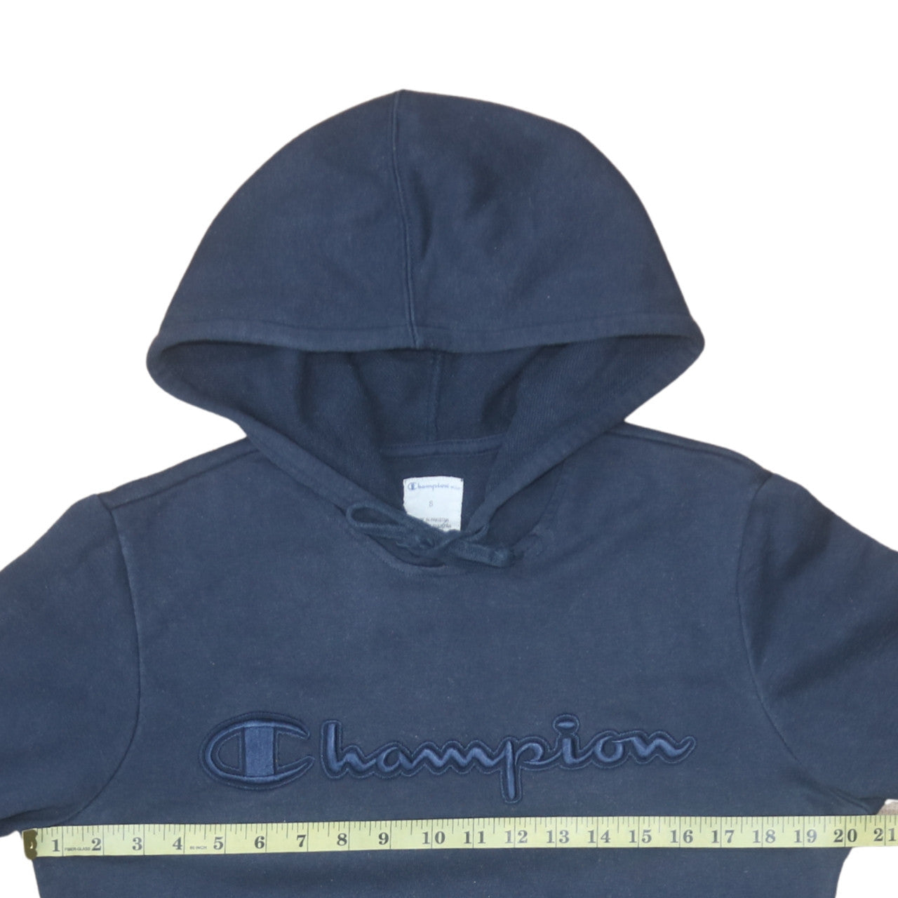 Champion Men's Blue Pullover Hoodie Small Embroidered Logo Fleece