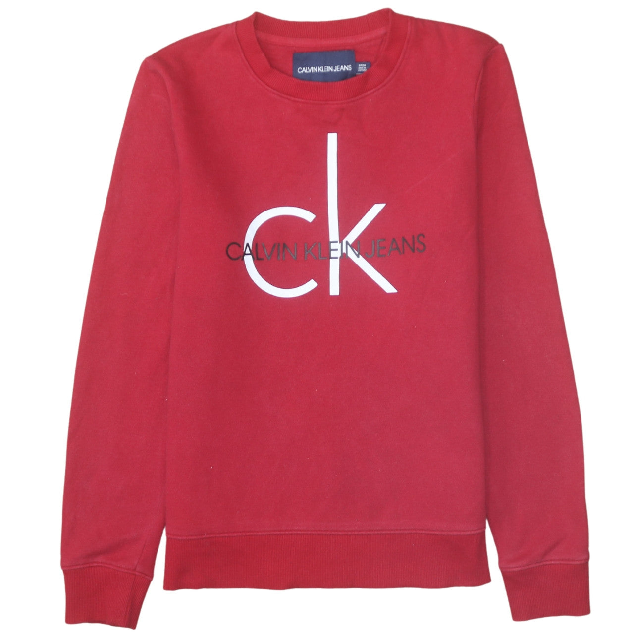 Calvin Klein Jeans Women's Red Cotton Logo Pullover Sweatshirt Size S