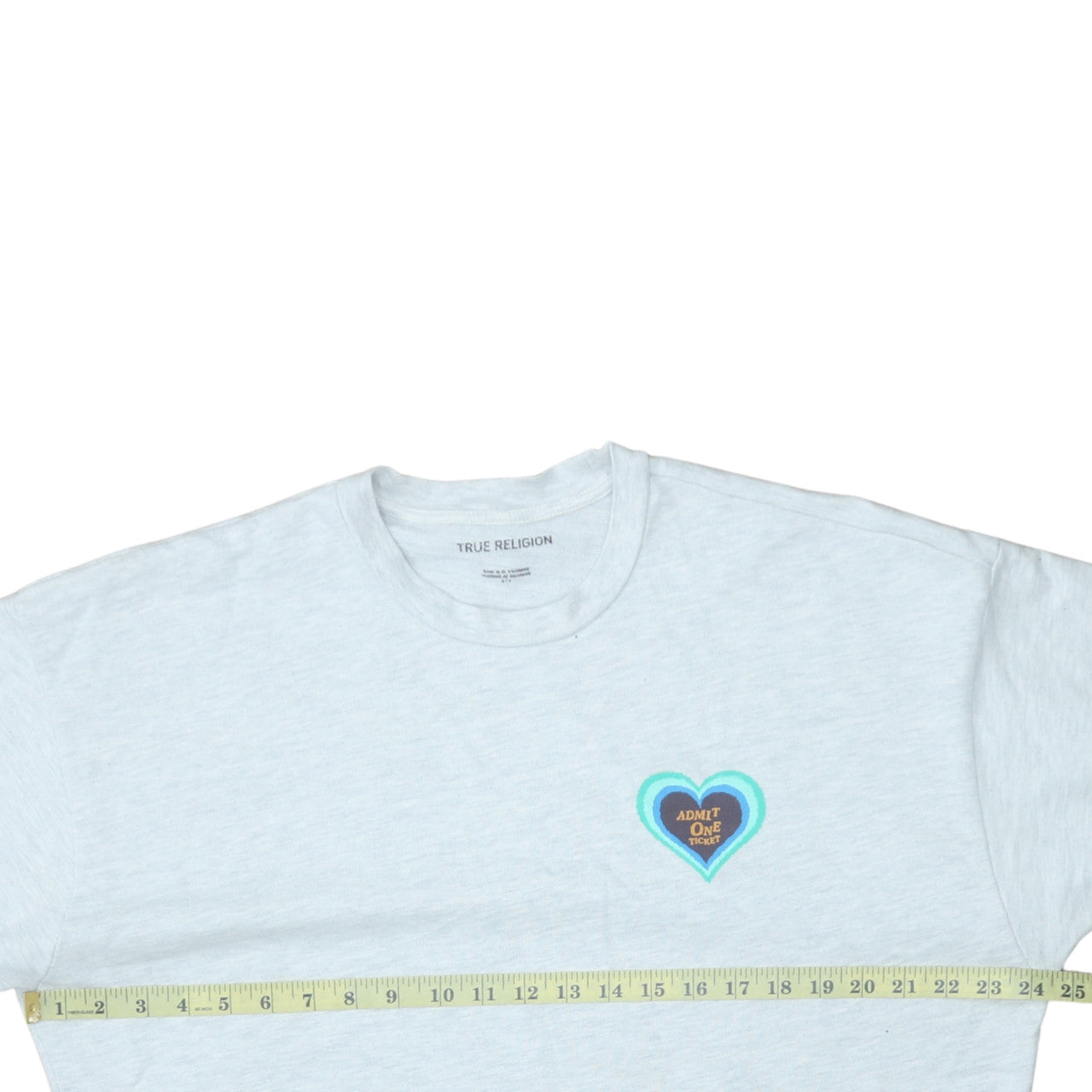 True Religion Men's Grey Heart Graphic Cotton T-Shirt Size S