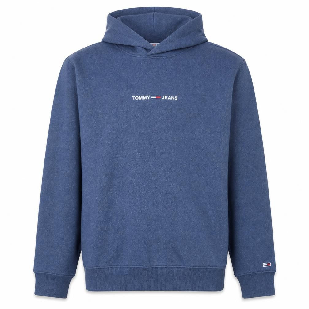 Tommy Jeans Men's Blue Pullover Hoodie L Logo Cotton Blend