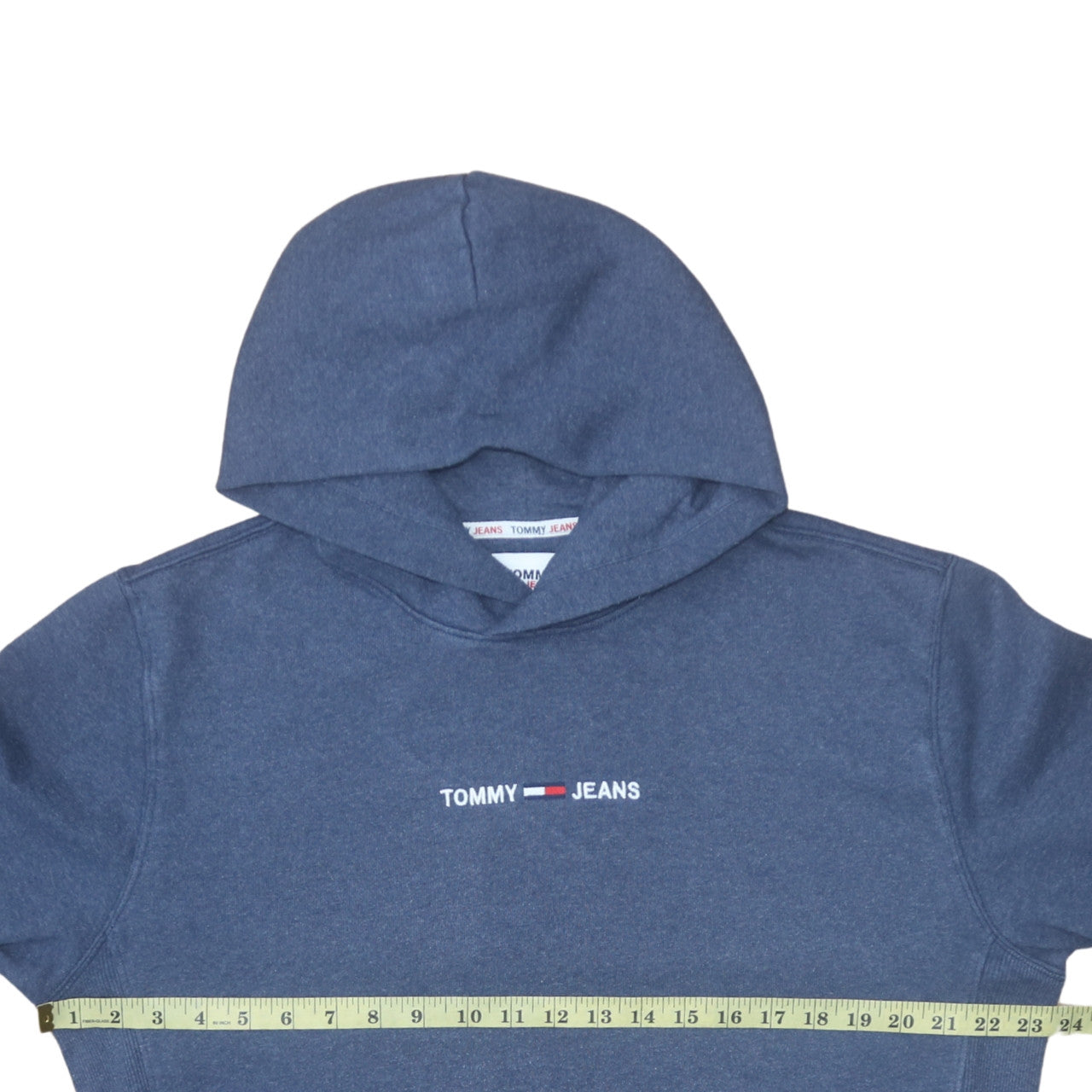 Tommy Jeans Men's Blue Pullover Hoodie L Logo Cotton Blend